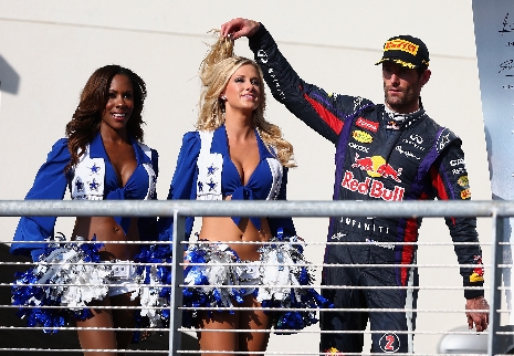 Mark Webber na podium GP USA 2013