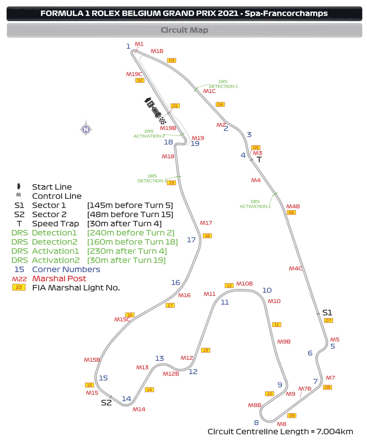 Mapa toru Spa-Francorchamps