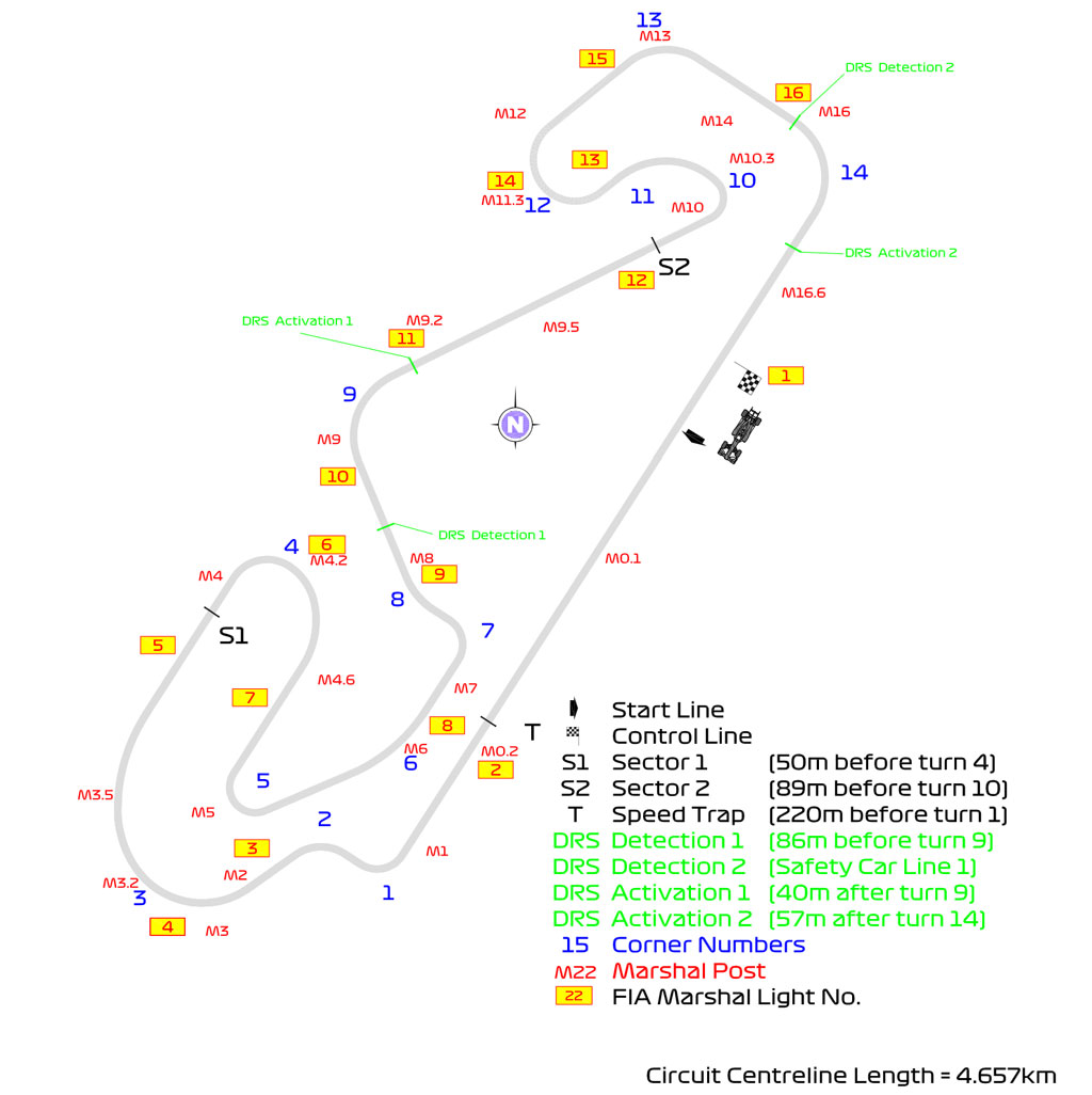 Mapa toru Circuit de Barcelona-Catalunya